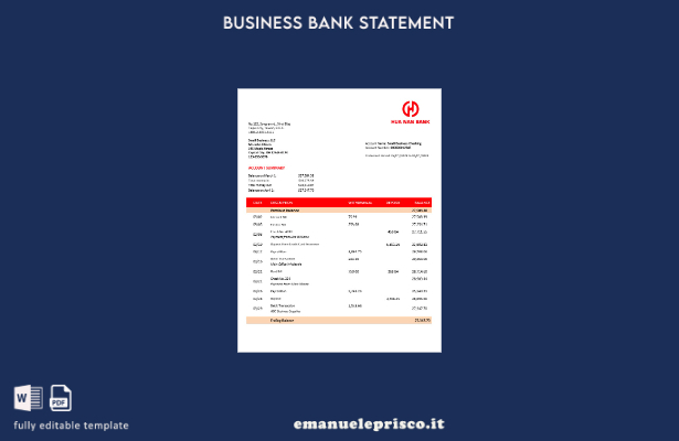 stile verificato Modello di estratto conto bancario della società Hua Nan Financ