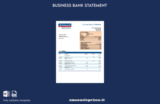stile verificato Modello di estratto conto bancario della società di costruzione