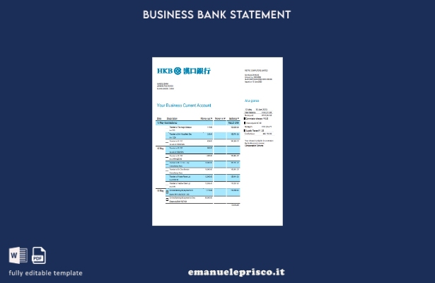 stile verificato Modello di estratto conto dell'organizzazione Hankou Bank in Wo