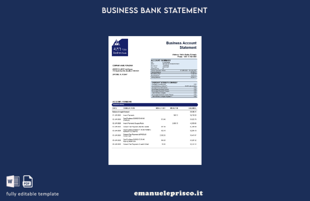 stile verificato Modello di estratto conto della società bancaria Dashen in form