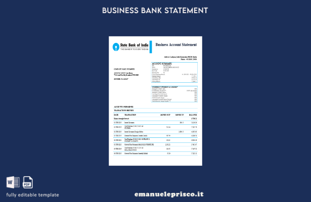 stile verificato Modello di estratto conto della società bancaria d'affari dell'