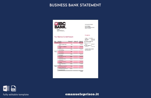 stile verificato Modello di estratto conto di controllo aziendale IBC Bank Model