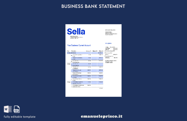 stile verificato Modello di estratto conto di controllo aziendale Sella Bank Mod