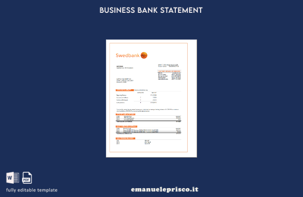 stile verificato Modello di estratto conto di controllo aziendale Swedbank Model