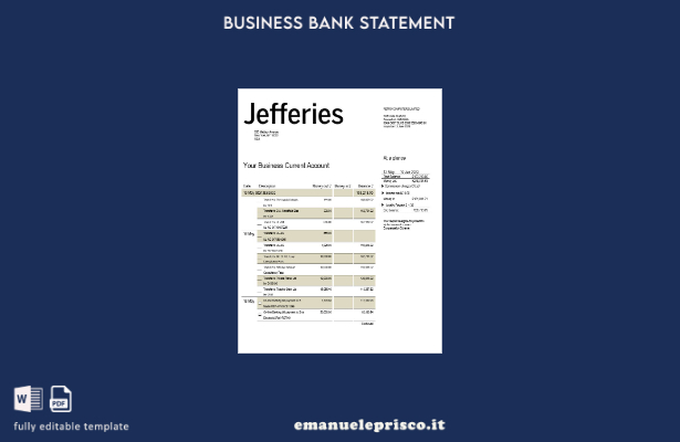 stile verificato Modello di estratto conto di controllo della società Jefferies