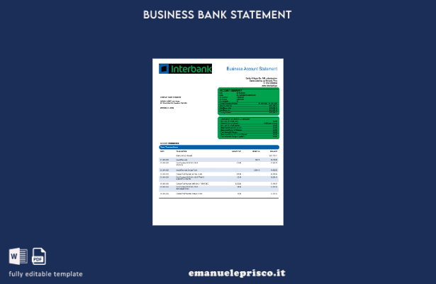 stile verificato Modello di estratto conto di organizzazione interbancaria in Wo