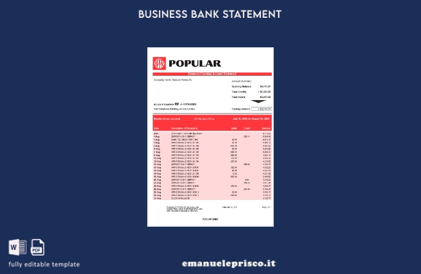 stile verificato Modello di estratto conto di società bancarie popolari Modello