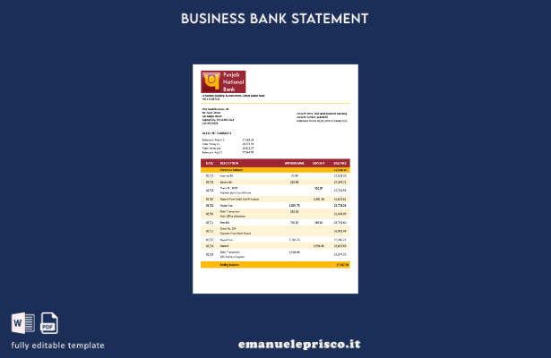 stile verificato Modello di modello Word e PDF di dichiarazione aziendale PNB de