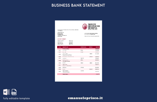stile verificato Modello estratto conto aziendale Monte dei Paschi di Siena Mode