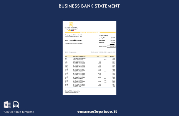 stile verificato Modello in formato Word e PDF dell'estratto conto di controll 1