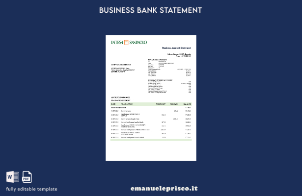 stile verificato Modello modello Word e PDF estratto conto aziendale Romania Int