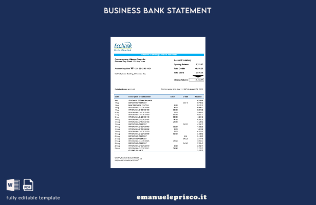 stile verificato Organizzazione Chad Ecobank che controlla l'estratto conto Mode