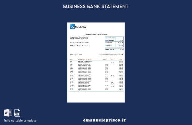 stile verificato Organizzazione Sogexia verifica estratto conto Modello Word e P