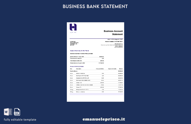 stile verificato Persian Bank Saderat Estratto conto aziendale persiano Modello