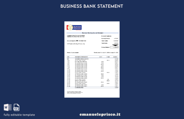 stile verificato RBB Estratto conto dell'organizzazione bancaria aziendale intel