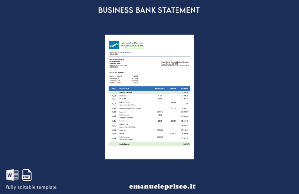stile verificato Somali Salaam Estratto conto bancario bancario somalo Modello m
