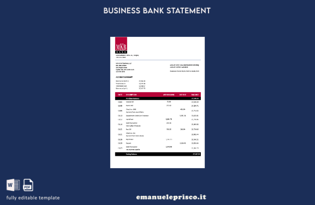 stile verificato Ungheria MKB estratto conto bancario modello modello Word e PDF