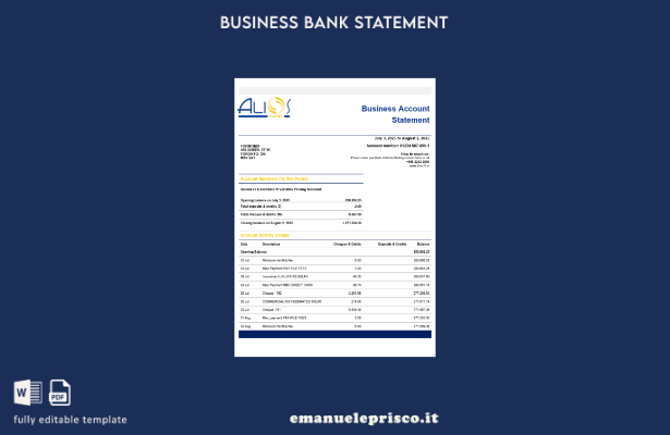 stile verificato modello di estratto conto della società commerciale Alios Finan