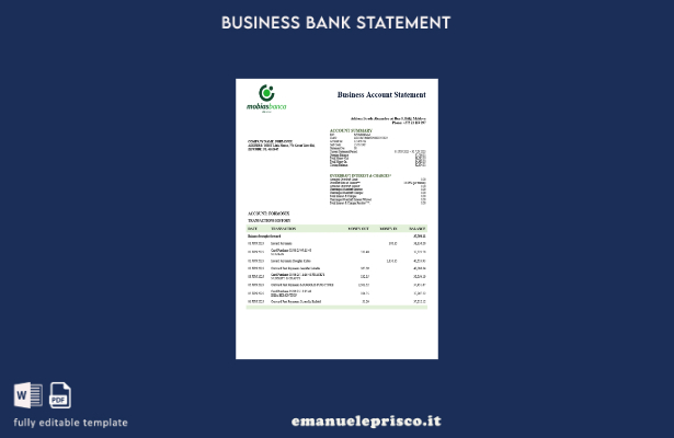 stile verificato organizzazione MobiasBanca verifica estratto conto modello Word