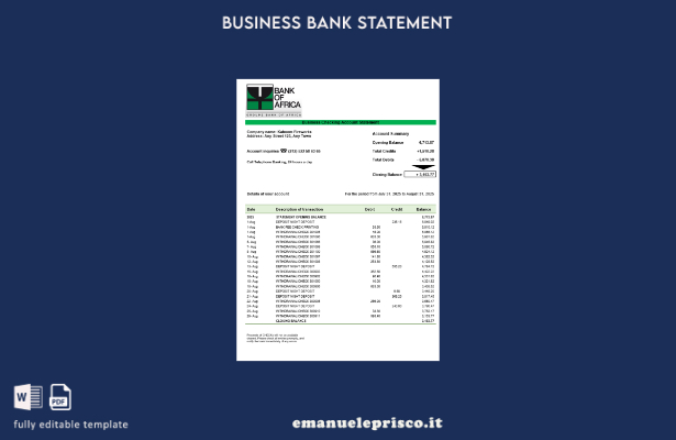 stile verificato organizzazione bancaria della Burundi Bank of Africa che contro