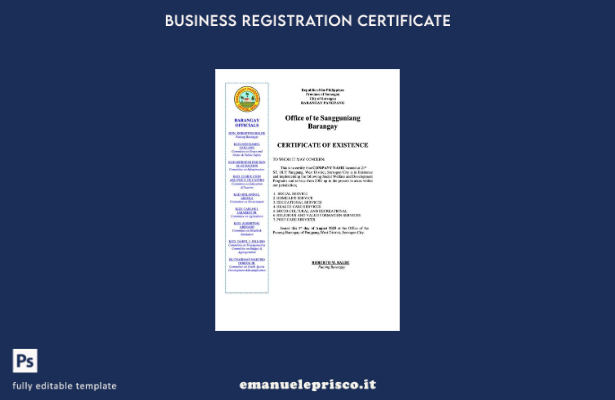 Certificato di esistenza delle Filippine in stile verificato Modello Word e PDF