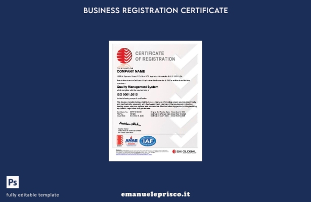 Certificato di registrazione USA in stile verificato Modello Word e PDF, modello