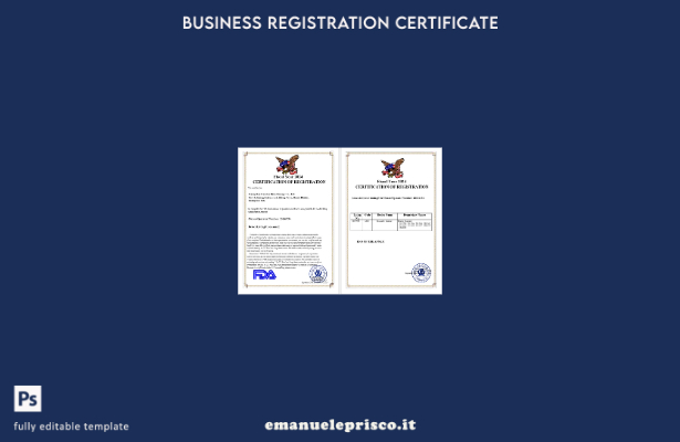 Certificato di registrazione USA in stile verificato Modello Word e PDF