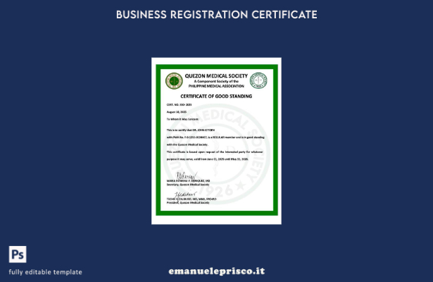 certificato di buona reputazione Filippine stile verificato Modello Word e PDF 2