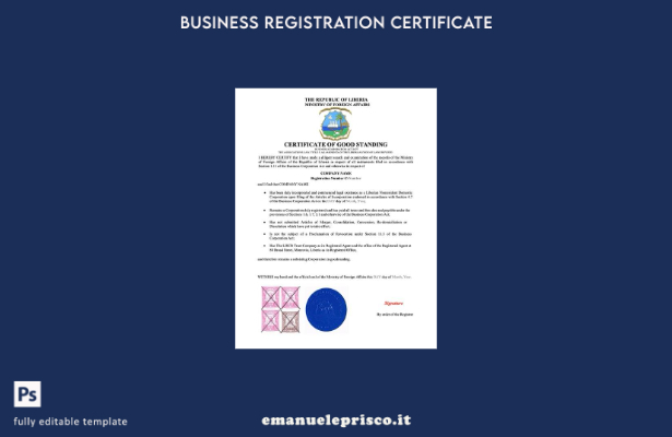certificato di buona reputazione della Liberia in stile verificato Modello Word