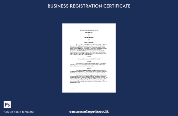 certificato di costituzione USA New Jersey in stile verificato Modello Word e PD