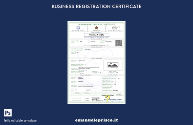 certificato di licenza commerciale India Mangaluru in stile verificato Modello W