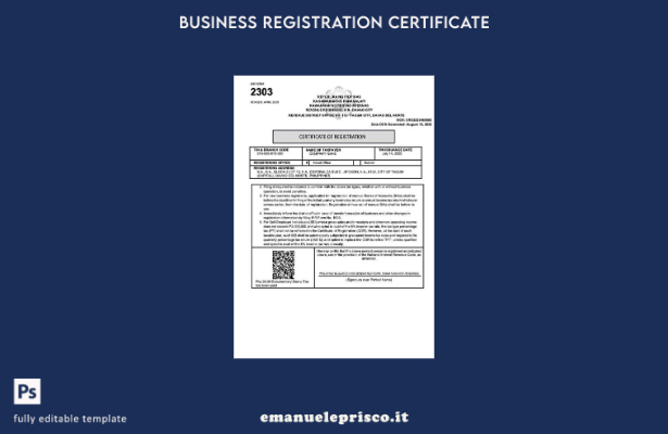 certificato di registrazione Filippine stile verificato Modello Word e PDF, mode
