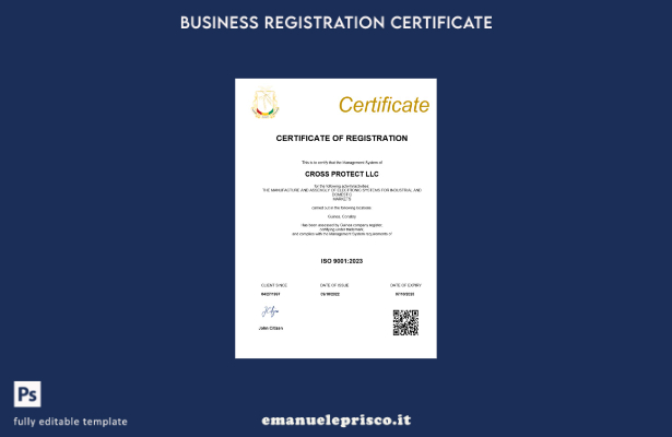 certificato di registrazione Guinea stile verificato Modello Word e PDF