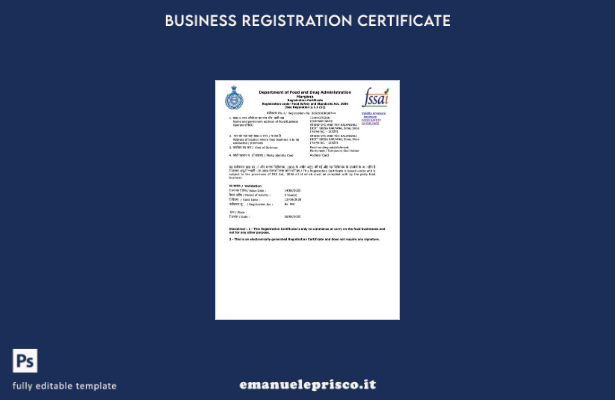 certificato di registrazione India Haryana in stile verificato Modello Word e PD