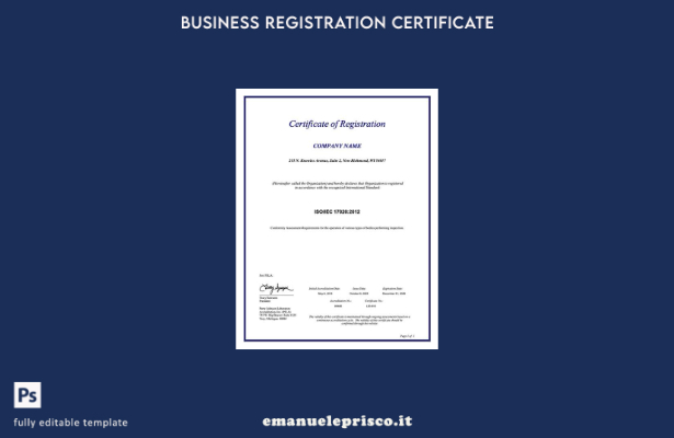 certificato di registrazione USA Michigan stile verificato Modello Word e PDF