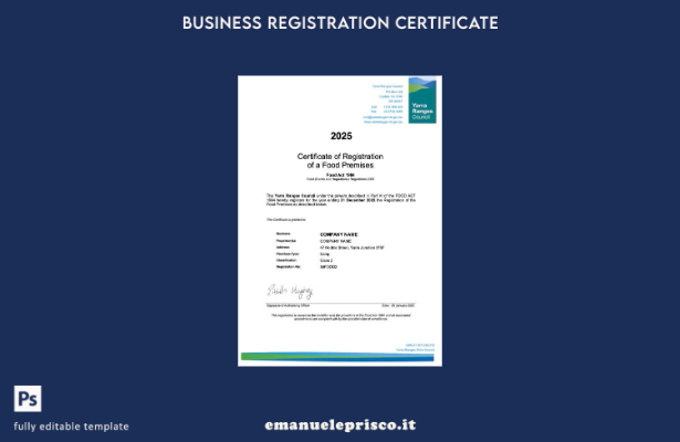 certificato di registrazione australiano stile verificato Modello Word e PDF, mo