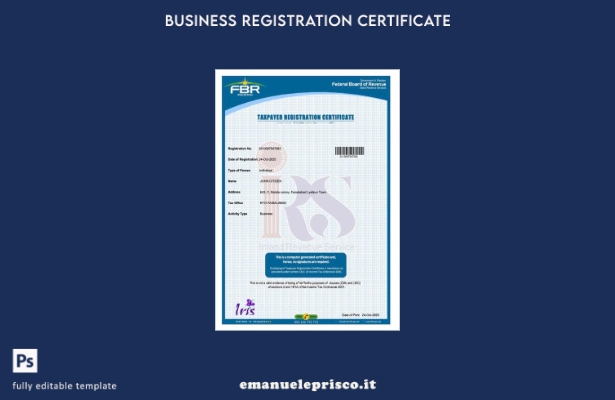 certificato di registrazione del contribuente pakistano in stile verificato mode