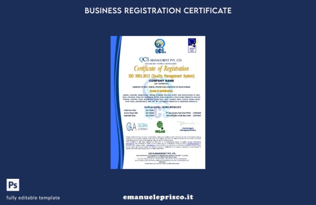 certificato di registrazione dell'Arabia Saudita in stile verificato Modello Wor