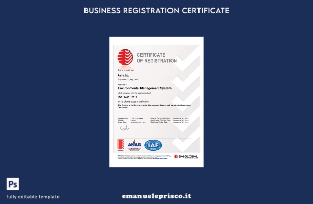 certificato stile verificato Australia SAI GLOBAL di registrazione aziendale Mod