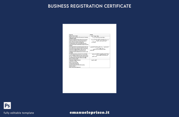 modello Word e PDF del certificato di registrazione del Libano in stile verifica