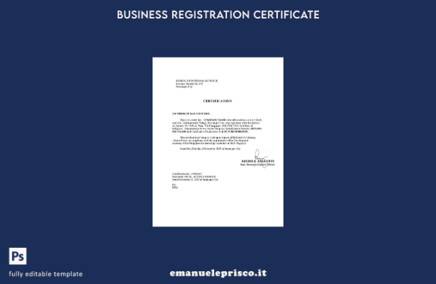 modello Word e PDF di certificazione fiscale filippina in stile verificato