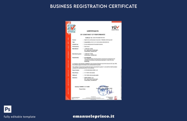 modello certificato Austria di costanza delle prestazioni verificato