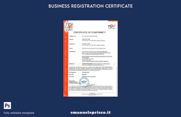 modello di certificato di conformità Austria stile verificato