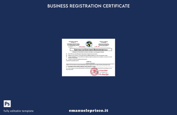 modello di certificato di registrazione del Camerun in stile verificato