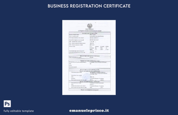 modello di certificato di registrazione del Tagikistan in stile verificato