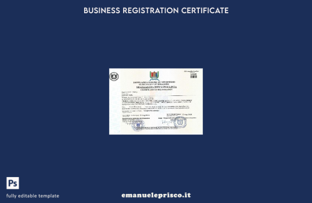 modello di certificato di registrazione della Somalia in stile verificato