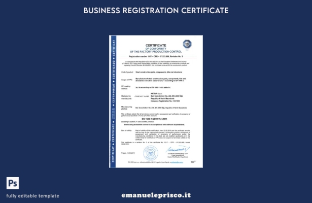 modello verificato Certificato di conformità della Repubblica Ceca del modello d
