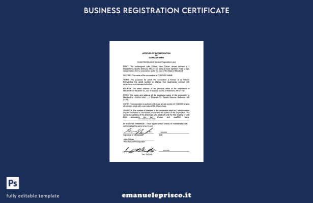 stile verificato Articoli costitutivi USA Maryland Modello Word e PDF