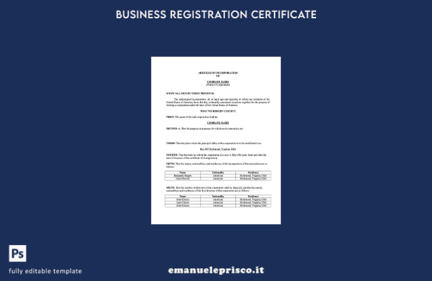 stile verificato Articoli costitutivi USA Virginia Modello Word e PDF