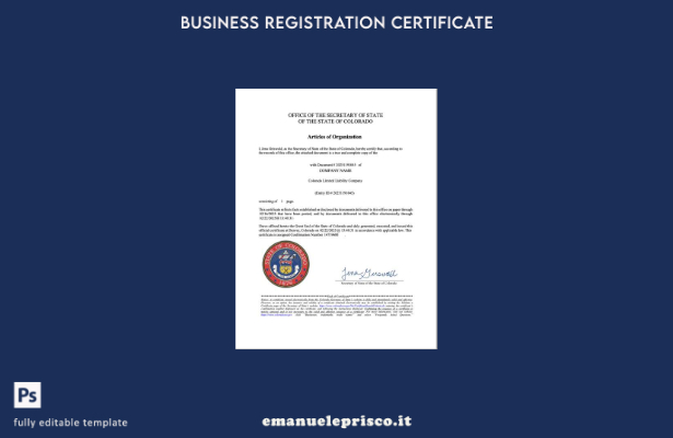 stile verificato Articoli dell'organizzazione USA Colorado Modello Word e PDF